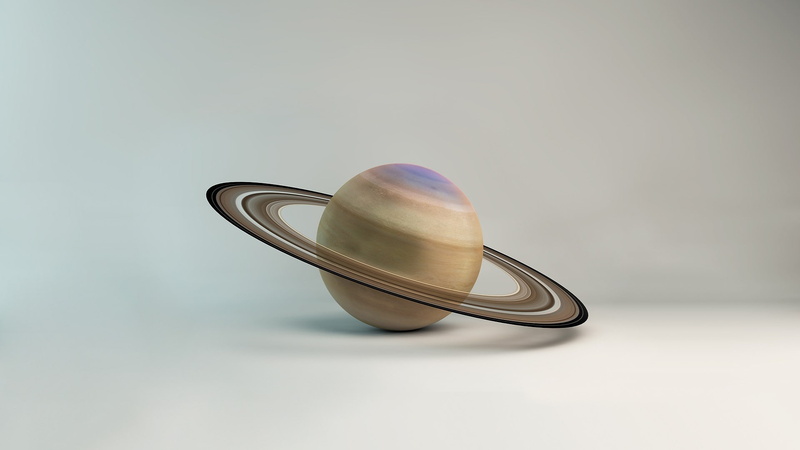 3D, minimalism, planet, simple background, rings, planetary rings, 1080P, digital art