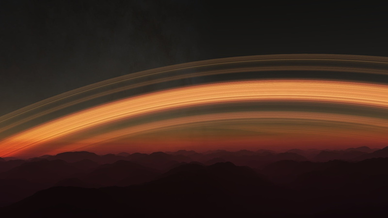 abstract, sunset, space, vibrant Color, beauty In Nature, night, red, yellow, planetary rings, glowing, orange Color, bright, digital art, sunbeam, scenics - nature