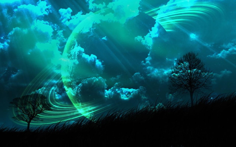 fantasy art, 720P, planetary rings, space, planet, landscape