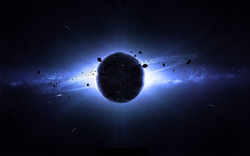 space, planetary rings, digital art, asteroid, planet, space art, 1080P
