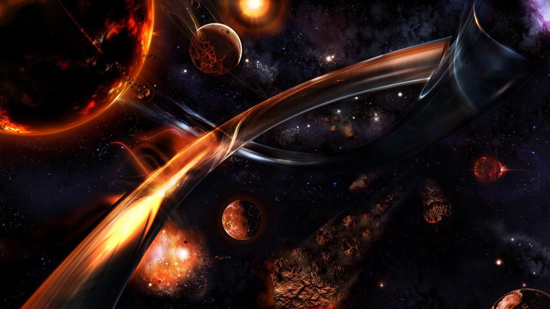 1080P, space, asteroid, stars, 3D