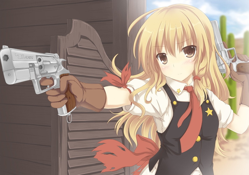 front view, standing, Kirisame Marisa, representation, day, women, people, human representation, lifestyles, .357 Magnum, art and craft, holding, nature