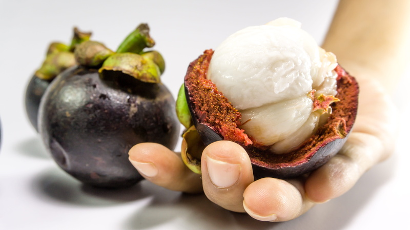 food, purple, half, ingredient, hold, temptation, fresh, clipping, closeup, snack, ice cream, design, two, thai, Tropical, Mangosteen, vitamins, food and drink