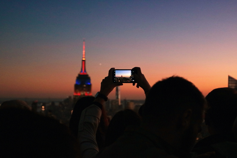 city, lighted, bottle, night, activity, tech, empire state building, photo, holding, new york, architecture, evening, connection, sunset, united states
