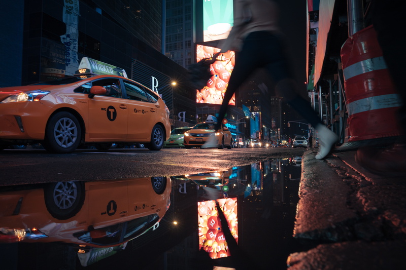 land vehicle, city, nature, building exterior, street, transportation, reflection, usa, jump, motor vehicle, travel, new york, mode of transportation, night