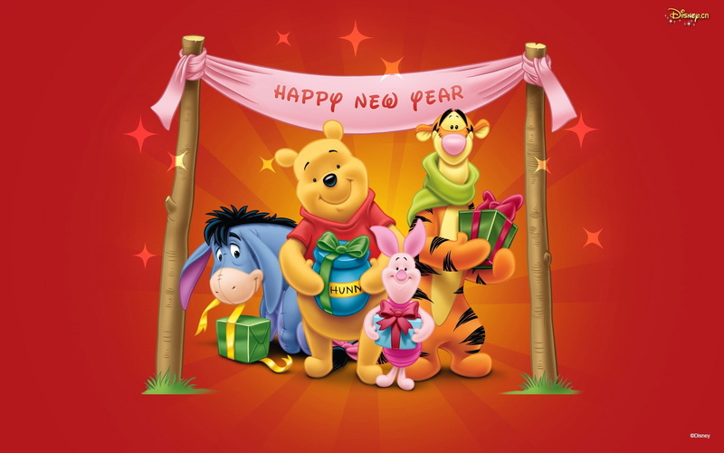 red, red background, chinese new year, holiday, 720P, winnie the pooh, colored background, luck, mammal, decoration, representation, event, no people