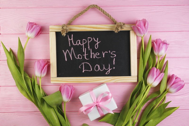 wood, flowers, Board, gift, 5K, tender, spring, mothers Day, tulips, pink, fresh