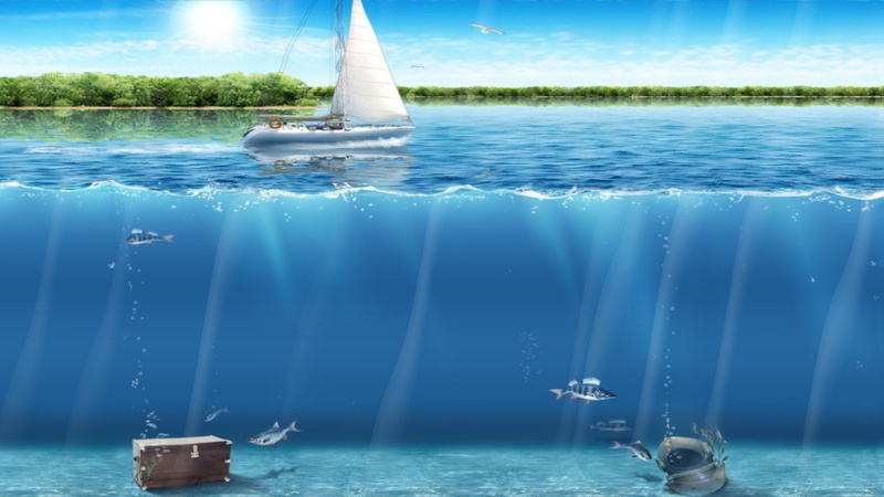 sailboat, underwater, no people, transportation, nautical vessel, travel, nature, water, sunlight, swimming pool, day, luxury, ocean screensavers backgrounds