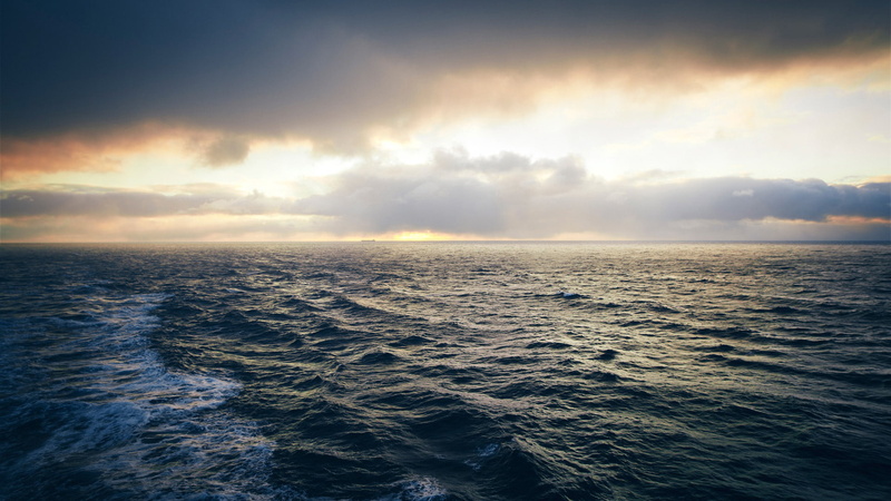 sky, waves, clouds, blue, 1080P, seascape, water, sun, hd, sea