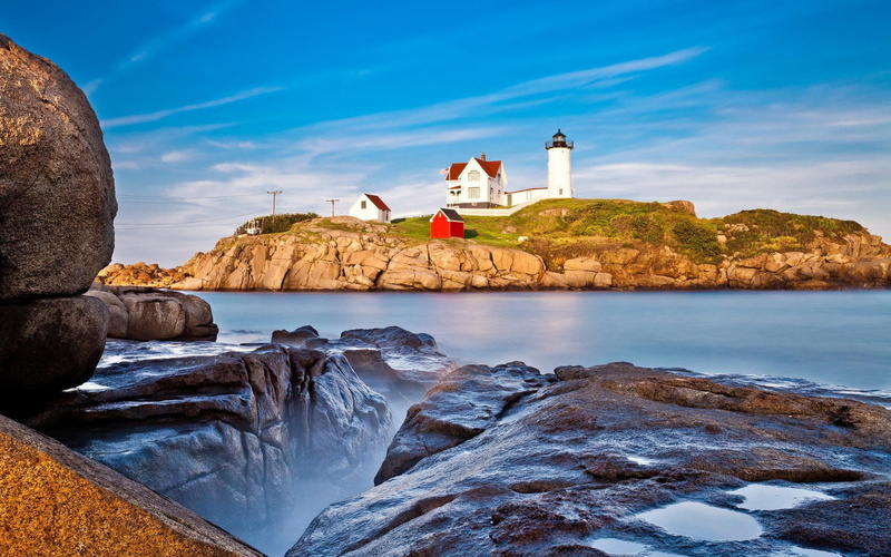 isl, islands, nature and landscapes, lighthouse, lighthouses, nature, 1080P, seascape, oceans