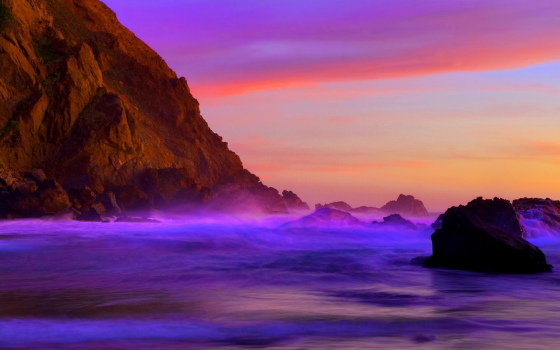 nature and landscapes, 1080P, waves, sunsets, seascape, oceans, twilight, beaches, colorful