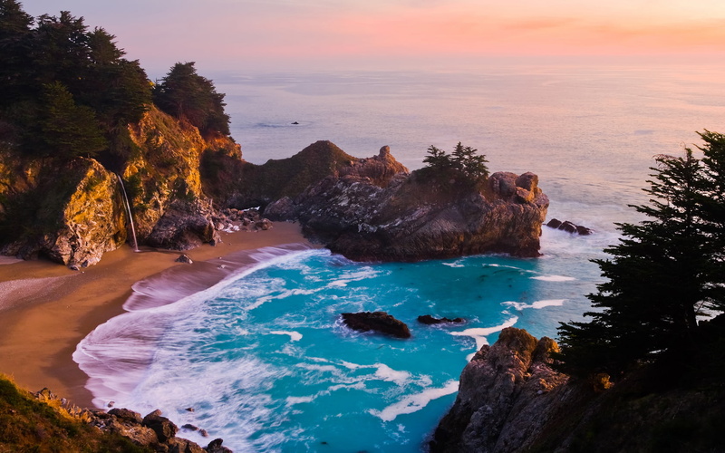 Ocean, mcway, 720P, Nature, big, falls, sur