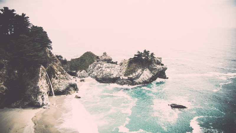 5K, motion, solid, tranquility, rock, crashing wave, united states, tree, day, idyllic, waves, outdoors, water, cloudy, beauty in nature, plant, crashing water