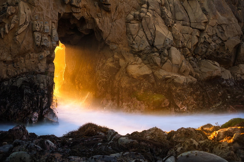the ocean, 1080P, rock, California, Julia Pfeiffer Burns State Park, McWay Falls, Big Sur