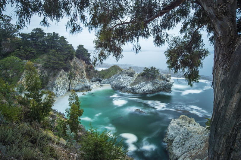 Sea, California, 1080P, Waterfalls, Ocean, McWay Falls, Rock, Earth
