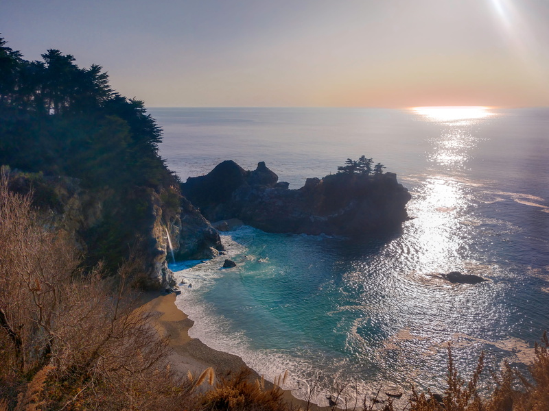 tranquility, water, coast, ocean, rock, cave, beach, beauty in nature, scenics - nature, united states, idyllic, outdoors, horizon over water, big sur