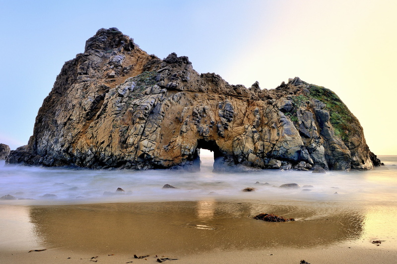 Big Sur, USА, rock, Pfeiffer Beach, arch, 1080P, beach, the ocean, California