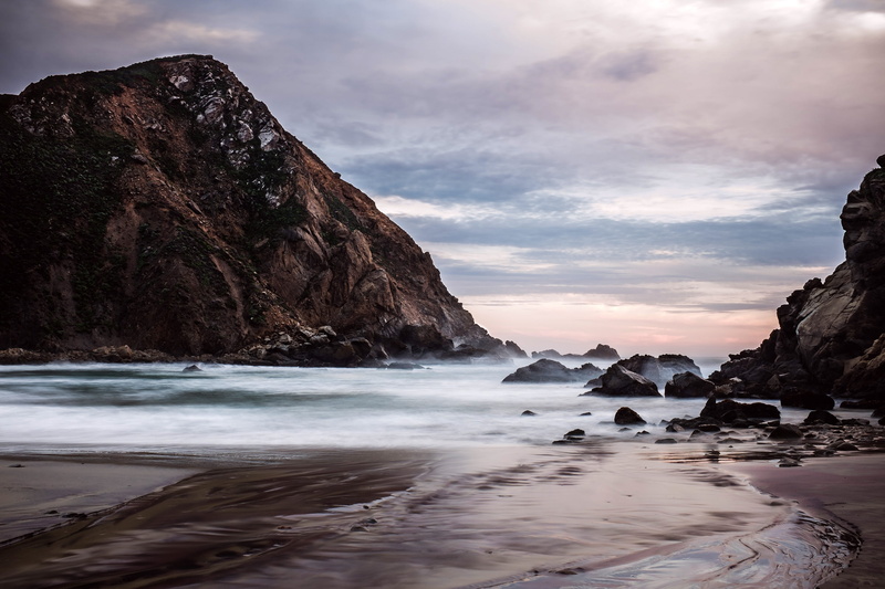 cloud - Sky, rock, nature, tranquility, scenics - nature, rock - Object, shoreline, rocky coastline, motion, land, outdoors, California, rock formation