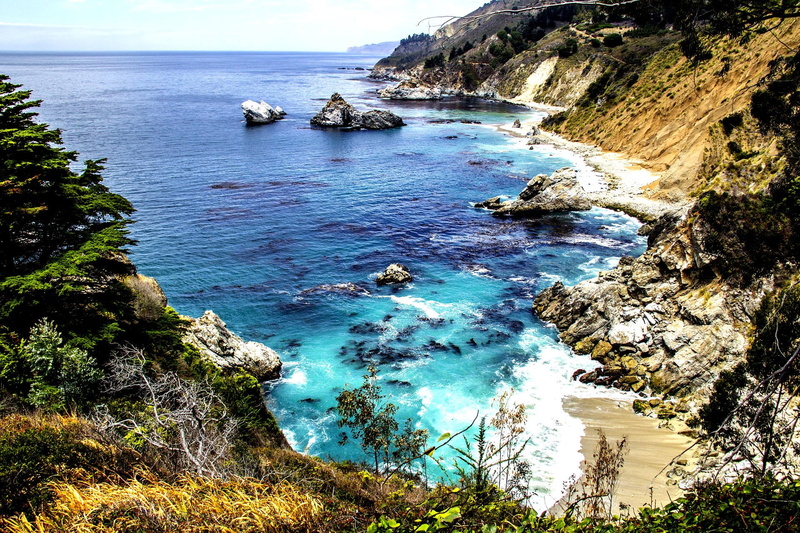 monterey, waves, seaside, big sur, coastline, landscape, california, 1080P, scenic, rock - object, solitude, sea, beach, stones, carmel, rust, cliff, scenics - nature