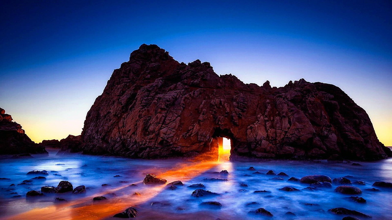sea, motion, solid, rock - object, nature, idyllic, power in nature, beauty in nature, land, pfeiffer beach, long exposure, horizon, pfeiffer big sur state park