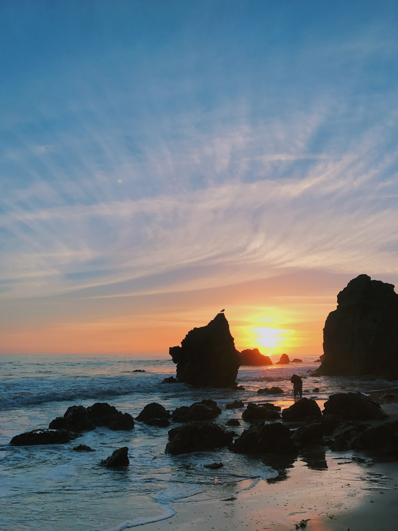 california, malibu, nature, cloud - sky, united states, orange color, rock - object, pacific, scenics - nature, rock formation, 4K, tranquility, stack rock