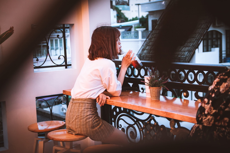 restaurant, young adult, leisure activity, glass, adult, women, wear, beautiful girl, 4K, refreshment, room, barstool, young women, sitting, lady, sipping