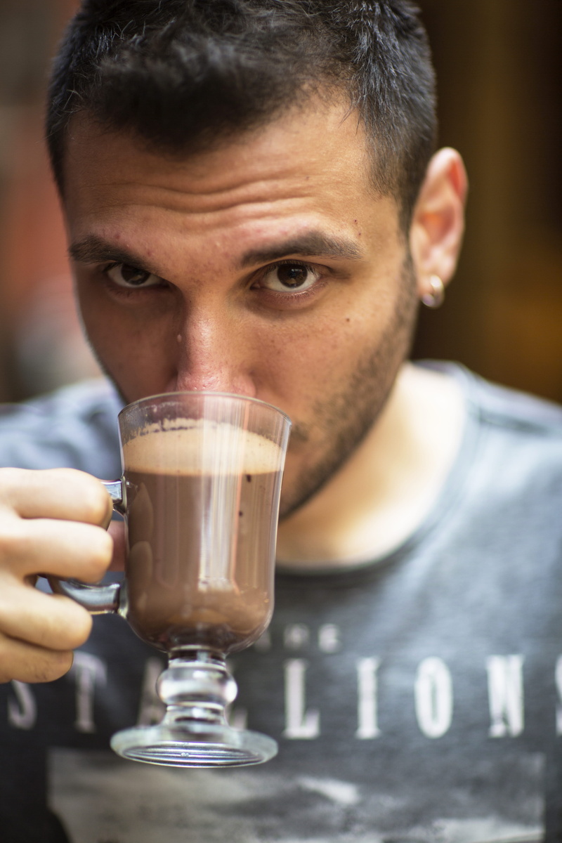 drink, foam, drinking, young men, headshot, refreshment, adult, household equipment, portrait, male, holding, young adult, cup, looking at camera, food and drink