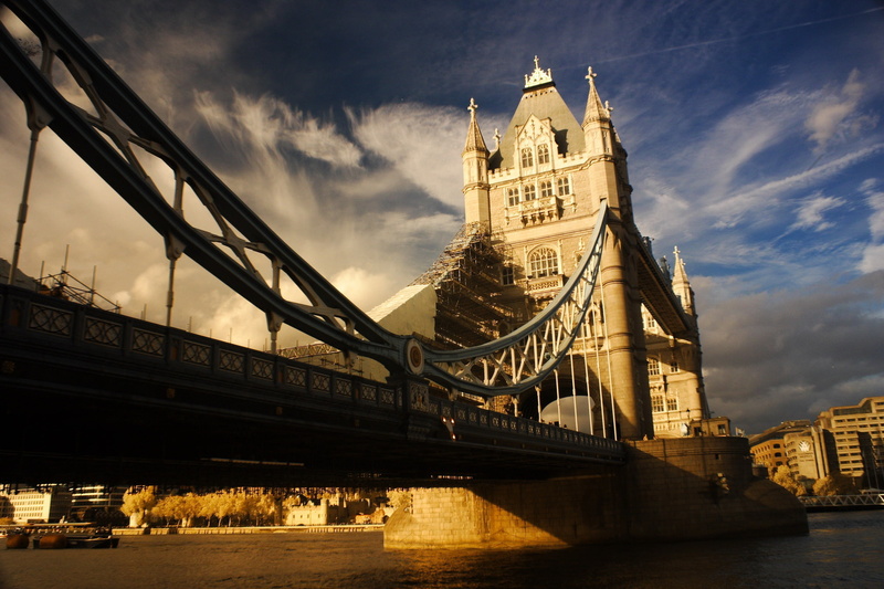 river, clouds, the sky, 1080P, England, bridge, TowerBridge, photo