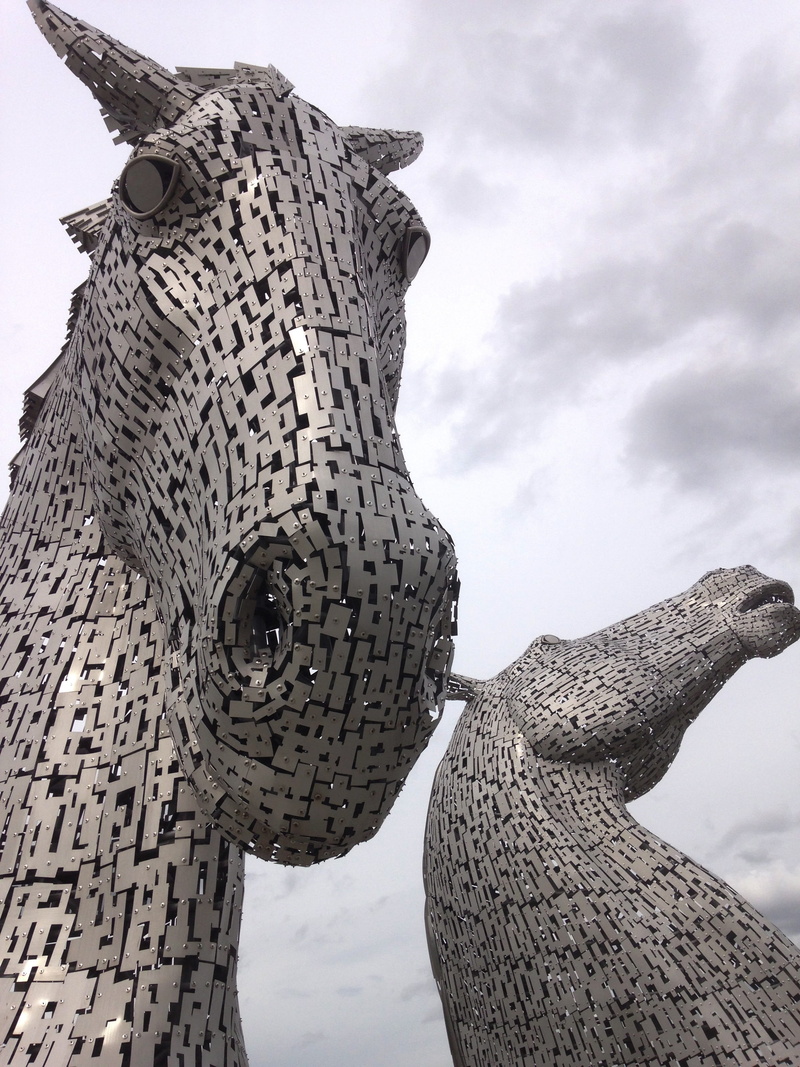 outdoors, art and craft, mythical, kelpies, one animal, creativity, cloud - sky, tree trunk, architecture, close-up, mythology, creature, animal representation