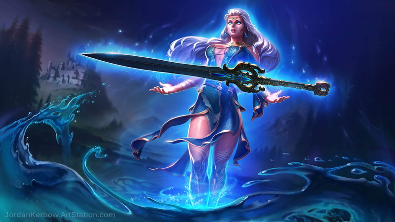 White Hair, Smite, Sword, Long Hair, Magic, 2K, Video Game, Freya (Smite)