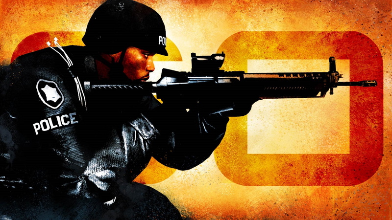 1080P, black, uniform, man, GO, CS, Police, gun, holding, poster