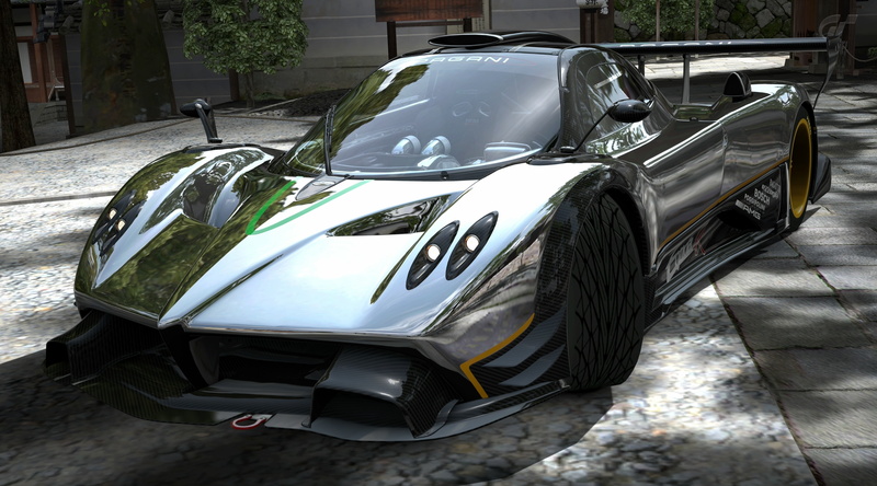 outdoors, nature, 4K, car, land vehicle, Games, sports cars, travel, luxury, Gran Turismo, Pagani, motor vehicle, no people, street, Chrome, zonda, architecture