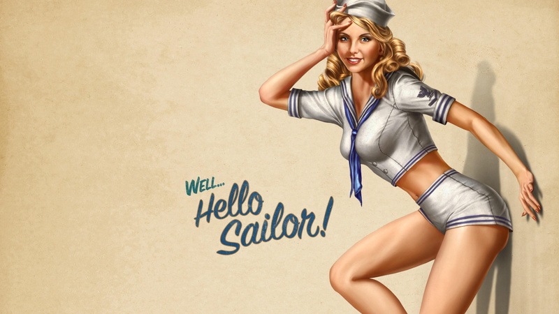 attractive, pin up style, sexy, happiness, pin up, sailor, pin up girl, smile, model, girl, 4K, hello, vintage, retro, style, woman, pretty, cheerful