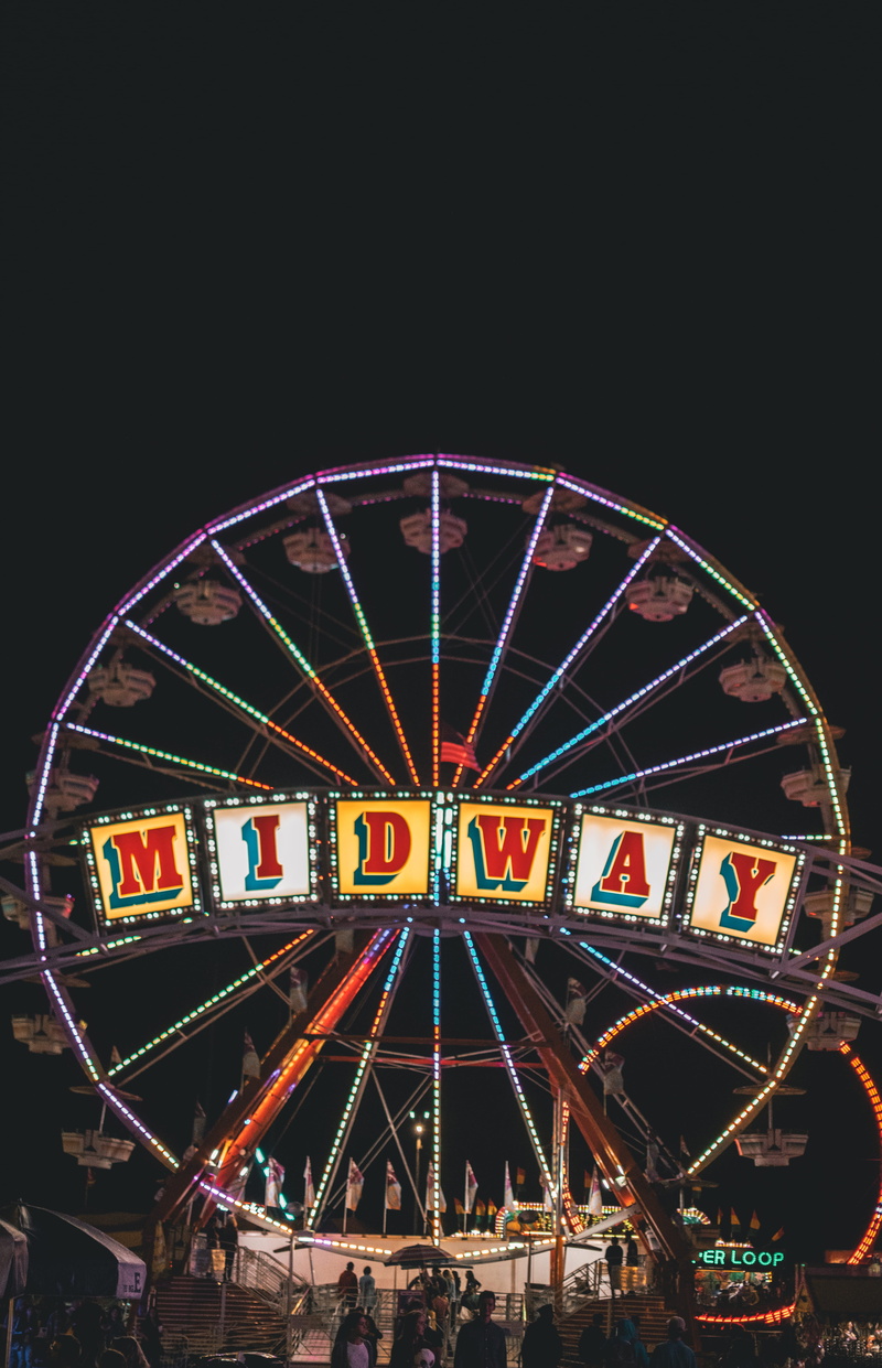 people, traveling carnival, metal, 5K, beautiful, built structure, fair, evening, festival, carousel, amusement park ride, crowd, circus, lights, leisure activity
