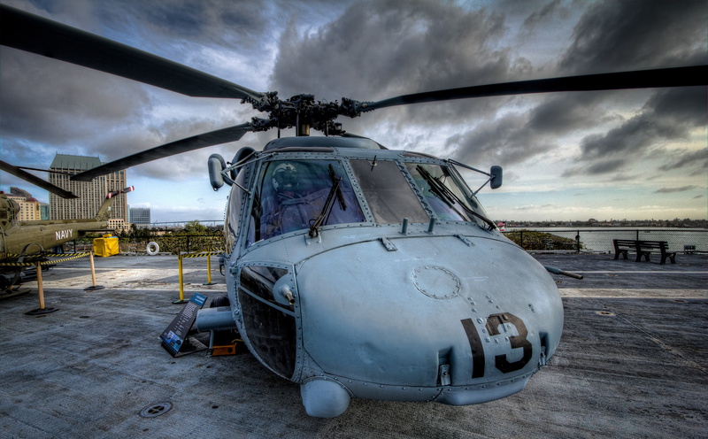 Helicopter, san diego, H-60 Seahawk, nautical vessel, water, mode of transportation, nature, Pacific, built structure, architecture, San Diego Bay, Aircraft