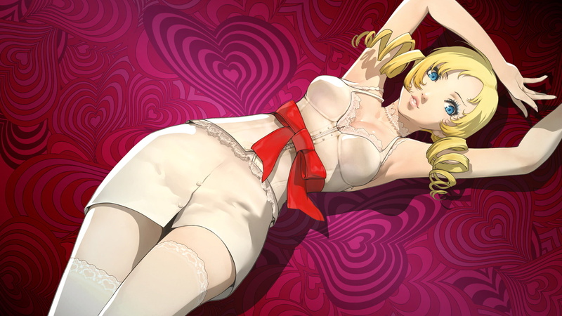 1080P, blonde, Catherine, lying on back, video game girls, video games, arms up