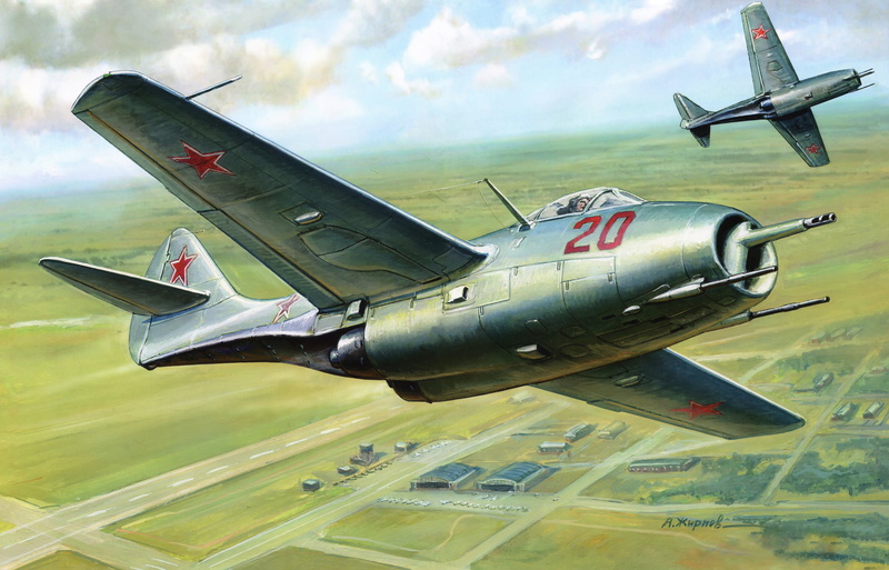 airplane, airport runway, fighter plane, no people, 8K, motion, sky, art, OKB Mikoyan and Gurevich, military airplane, flight, Soviet, 24 APR 1946., Fargо