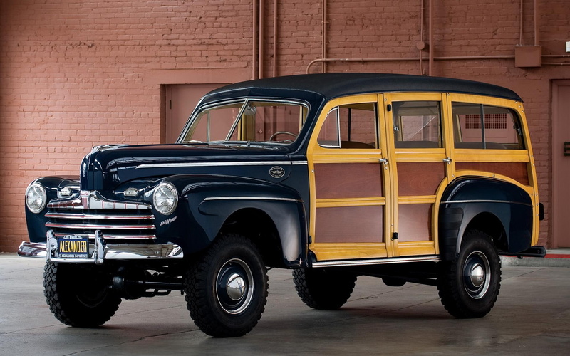 wagon, station, truck, deluxe, 1080P, vintage, antique, ford, super, 1946, classic, woody, woodie