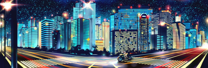 Twelve (Zankyou no Terror), Anime, office, tall - high, street, building, architecture, Zankyou no Terror, built structure, Lisa Mishima, light trail, downtown district