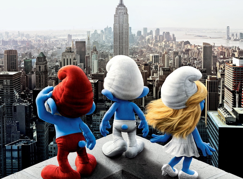 real people, day, 1080P, people, mannequin, built structure, rear view, building exterior, Others, smurfette, smurfs, nature, office building exterior