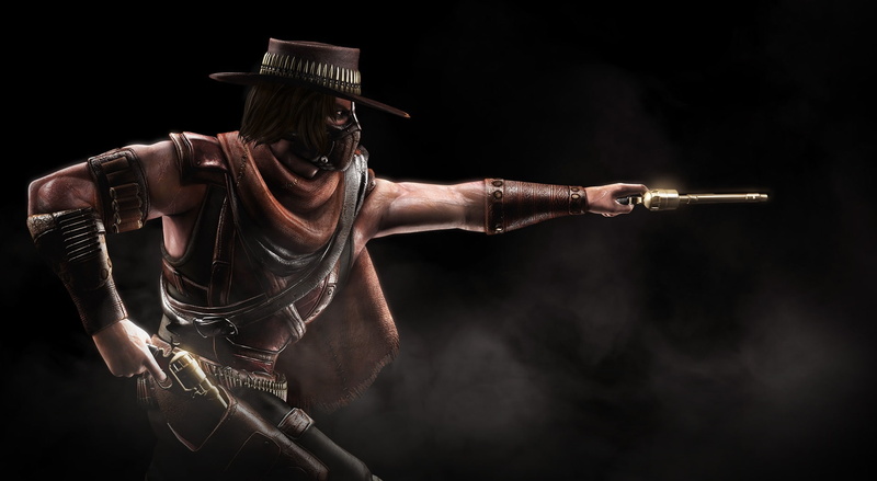 indoors, black background, young men, kombat, ErronBlack, holding, Mortal Kombat, sport, Game, gun, Games, young adult, mortalkombat, wild west, Fight