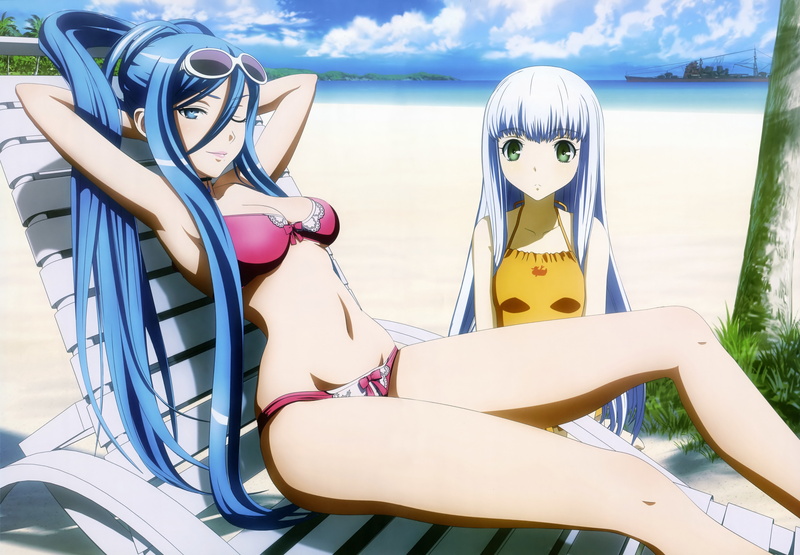 beach, girls, swimwear, 5K, takao, anime, glasses, arpeggio, aoki, hagane, iona