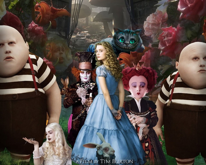 Alice in Wonderland (2010), Mad Hatter, Tweedledee, Anne Hathaway, Cheshire Cat, Movie, Tweedledum, Queen Of Hearts, Helena Bonham Carter, Johnny Depp