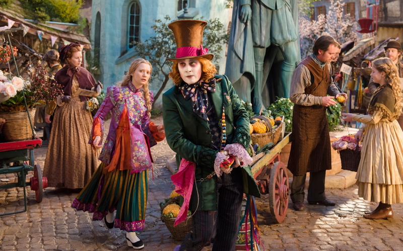 Depp, mad, Alice, Johnny, photo, Mia, Through, hatter, Looking, 2K, Glass, Wasikowska
