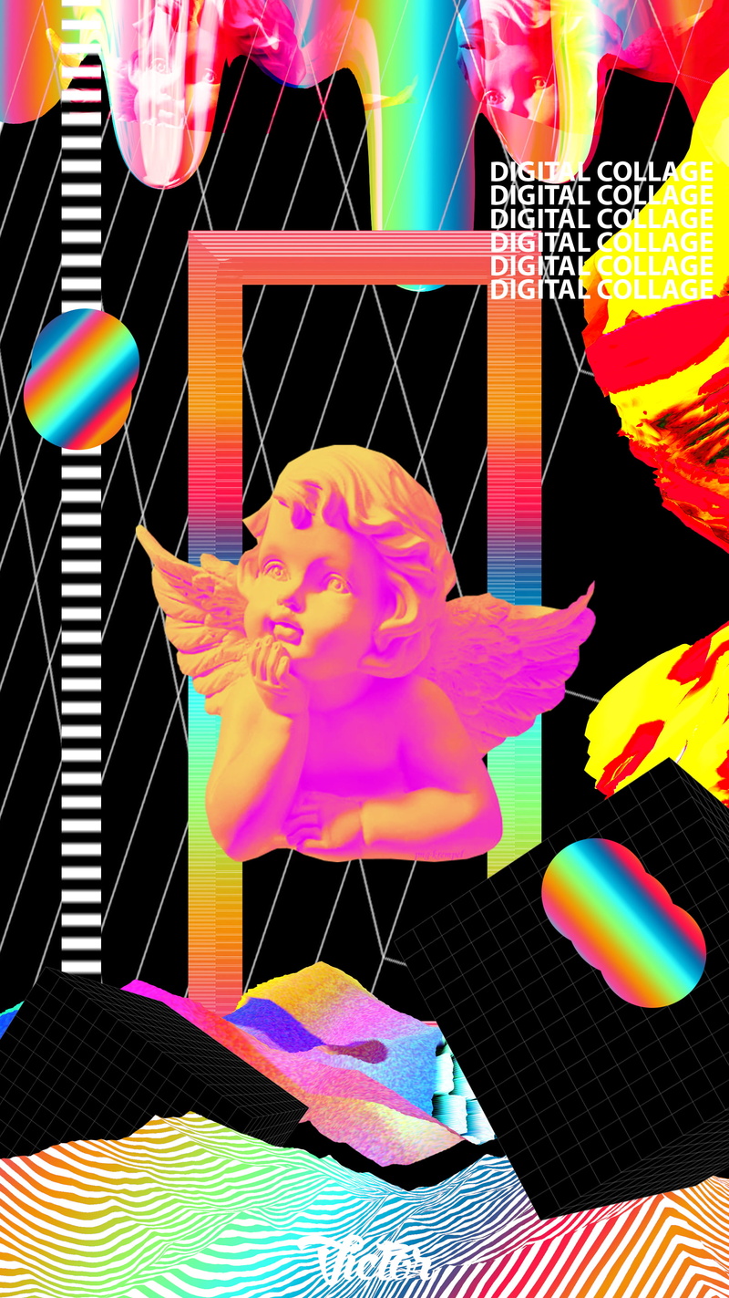2K, digital, Color Burst, 00111 (Artist), angel, collage