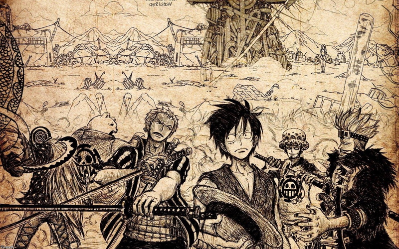 One Piece, Monkey D. Luffy, Trafalgar Law, Roronoa Zoro, 1080P