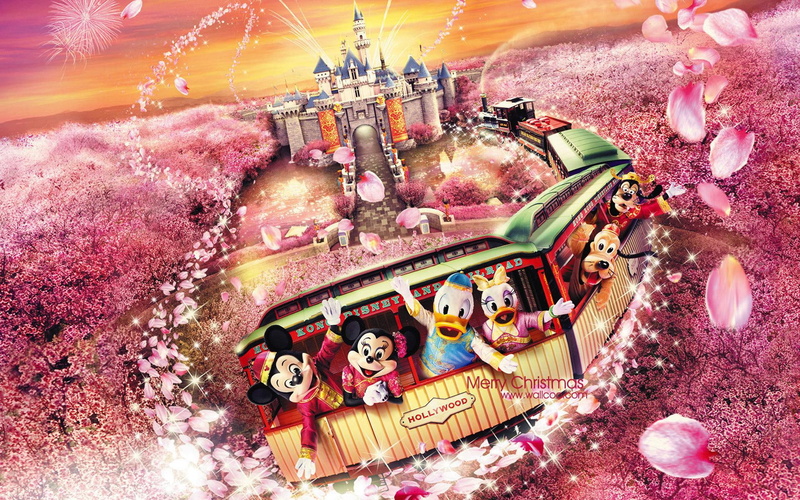 sweet, anime, festival, flowers, petals, 1080P, cold, celebration, xmas, snow, winter time, minnie, jolly, pretty, year, chinese, new