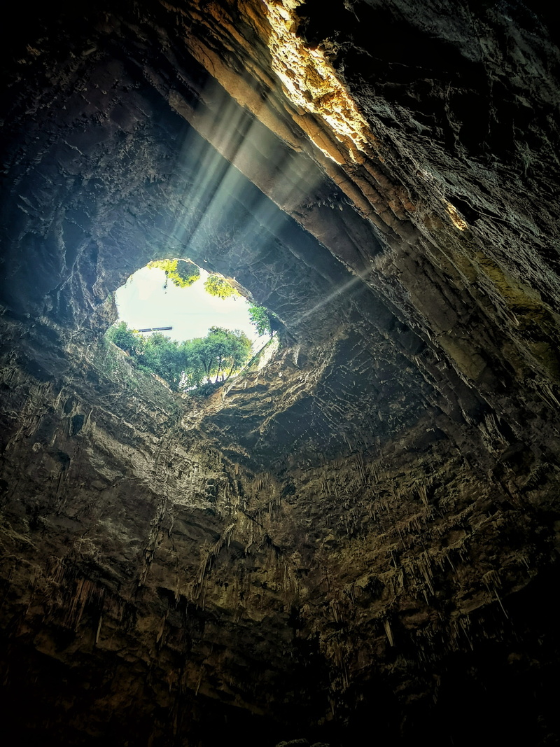 cave, plant, outdoors, dungeon, beauty in nature, physical geography, art, unreal tournament, slate, solid, geology, day, low angle view, rock formation