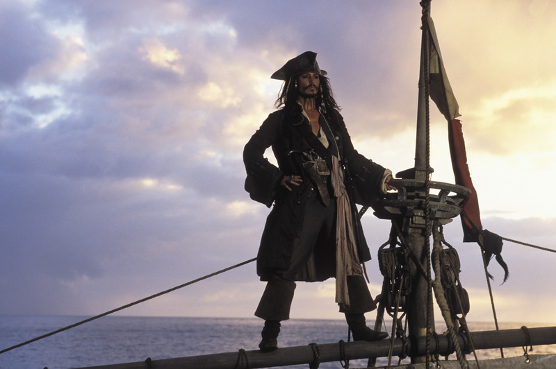 one person, sunset, water, hat, occupation, sea, cloud - sky, weapon, full length, pirates of the caribbean the curse of the black pearl, low angle view