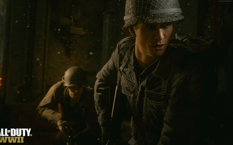 bonding, leisure activity, young men, two people, screenshot, 4K, waist up, warm clothing, real people, Call of Duty: WW2, hat, adult, clothing, looking